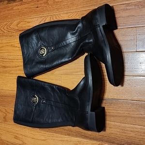 Leather wide calf Tommy Boots side 11